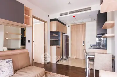 Modern apartment interior with open kitchen and stylish decor