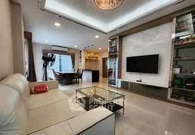 Luxurious modern living room with elegant decor and spacious layout