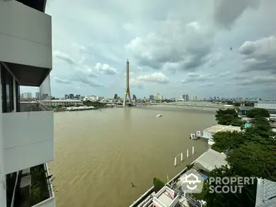 Stunning river view from high-rise apartment with iconic bridge in background