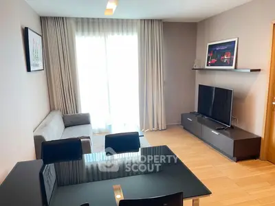 Modern living room with sleek furniture and natural light