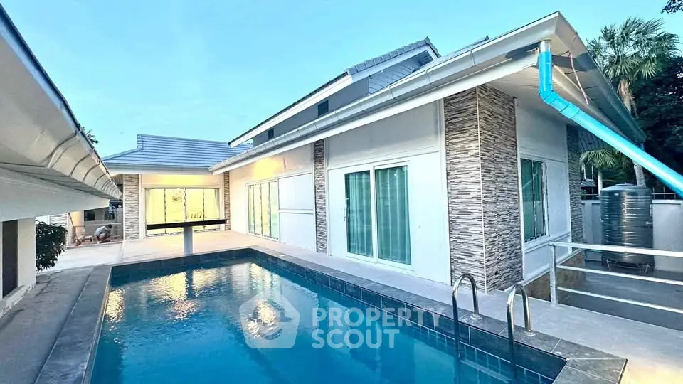 Luxurious modern home with private pool and elegant exterior design