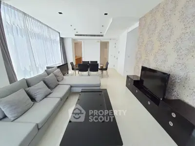 Spacious modern living room with elegant decor and ample natural light