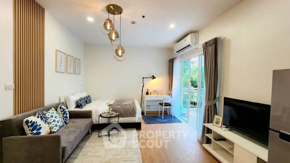 Modern studio apartment with stylish decor and natural light