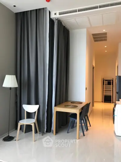 Modern apartment interior with dining area and stylish decor