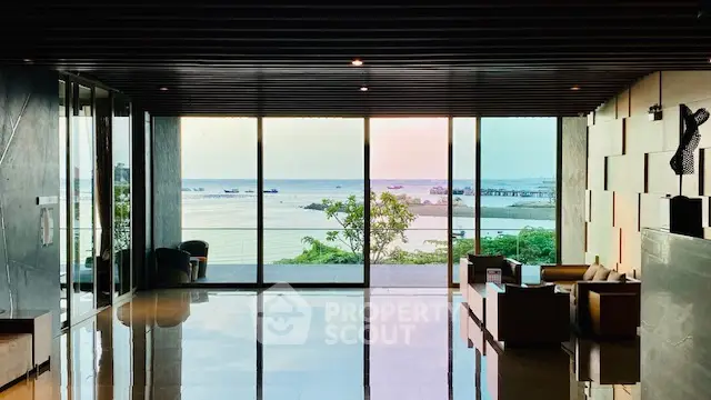 Luxurious living room with stunning ocean view and modern decor