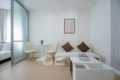 Modern living room with minimalist decor and natural light