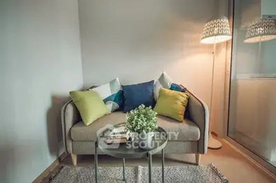Cozy living room corner with stylish sofa and modern decor