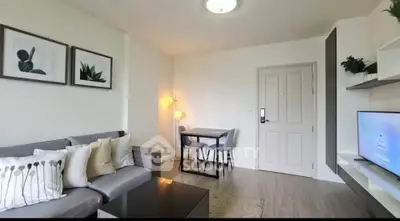 Modern living room with stylish decor and cozy seating area