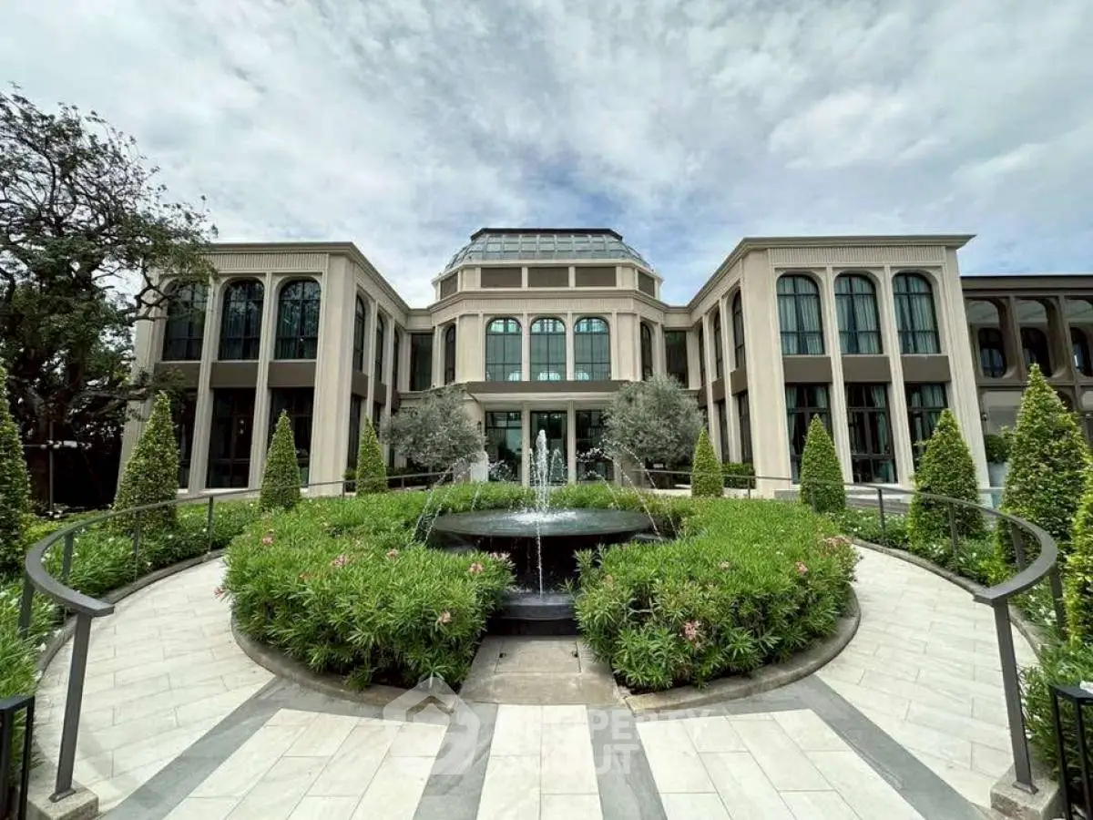 Luxurious mansion with elegant architecture and lush garden