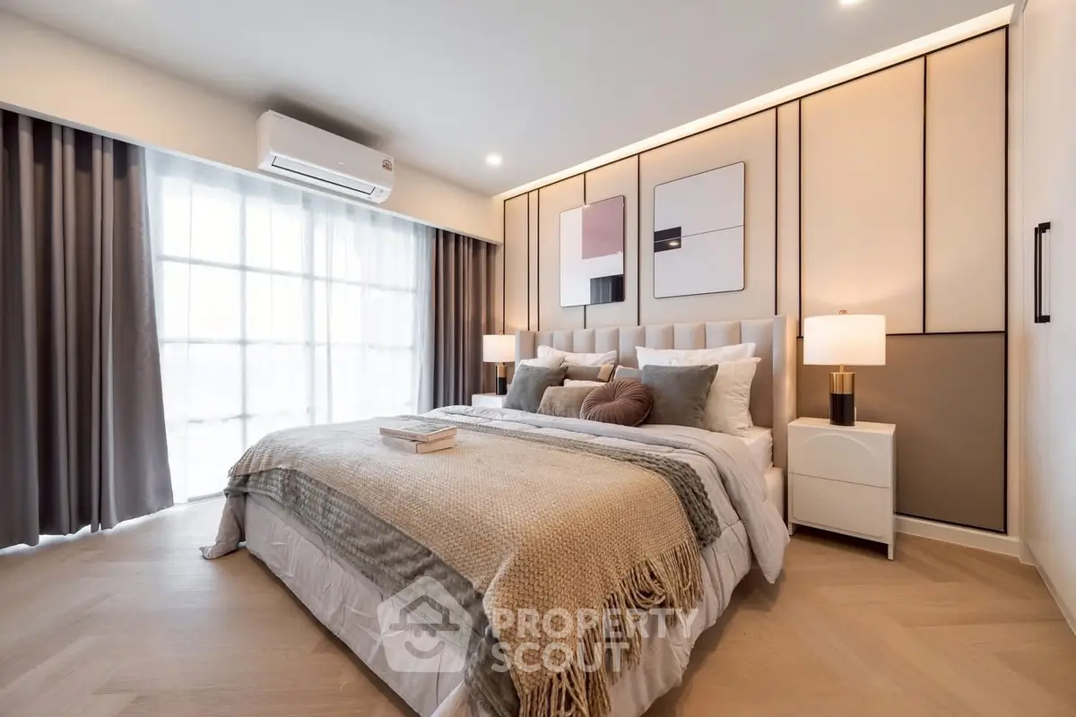Luxurious modern bedroom with elegant decor and natural light