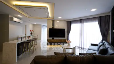 Luxurious modern living room with elegant decor and open layout