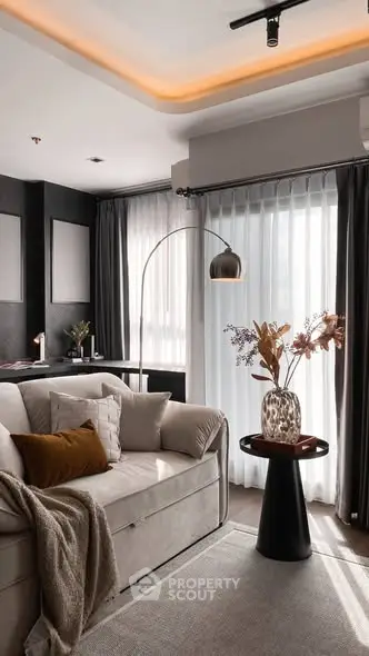 Stylish modern living room with elegant decor and cozy ambiance