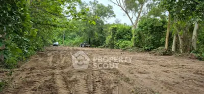 Expansive cleared land plot surrounded by lush greenery, ideal for development opportunities.