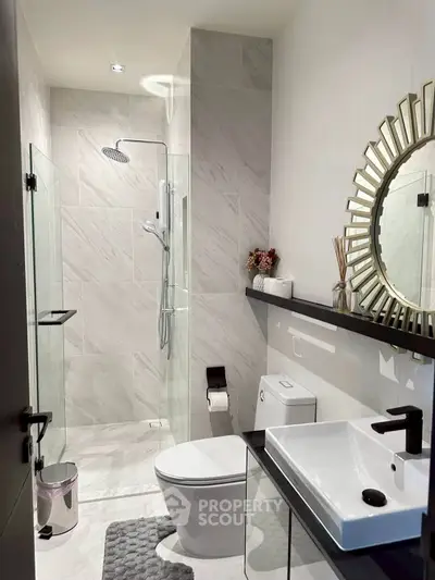 Modern bathroom with sleek fixtures and elegant design