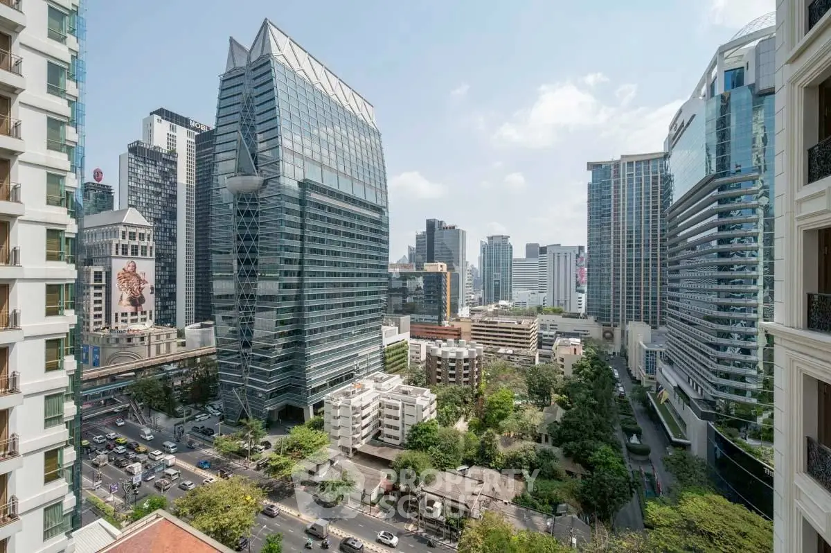 Stunning cityscape view of modern skyscrapers and bustling streets in a vibrant urban setting.