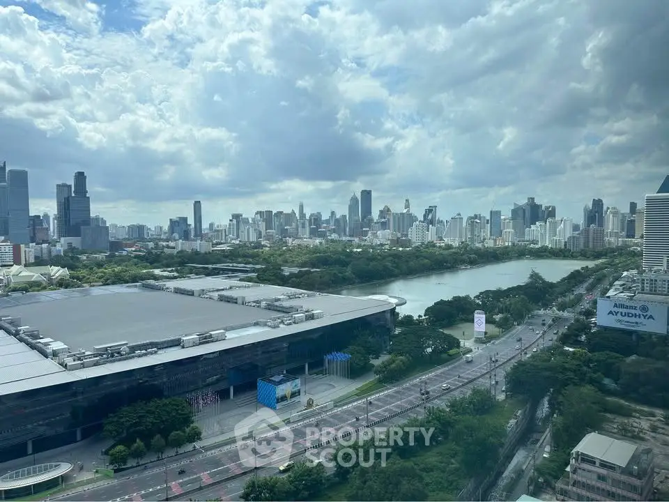 Stunning cityscape view showcasing urban skyline and lush greenery, perfect for real estate investment.