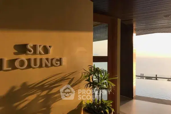 Luxurious sky lounge with stunning ocean view and elegant decor