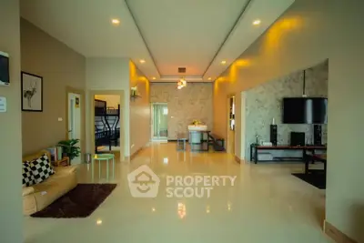 Spacious modern living room with elegant decor and open layout