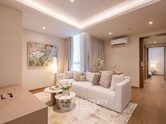 Luxurious modern living room with elegant decor and cozy ambiance