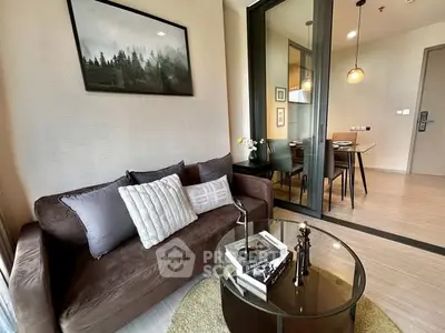 Stylish modern living room with cozy sofa and elegant decor