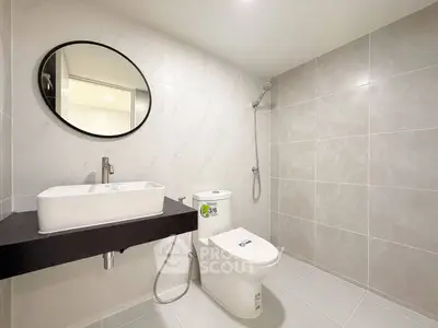 Modern bathroom with sleek fixtures and minimalist design