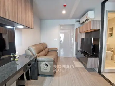 Modern living room with sleek furniture and open layout