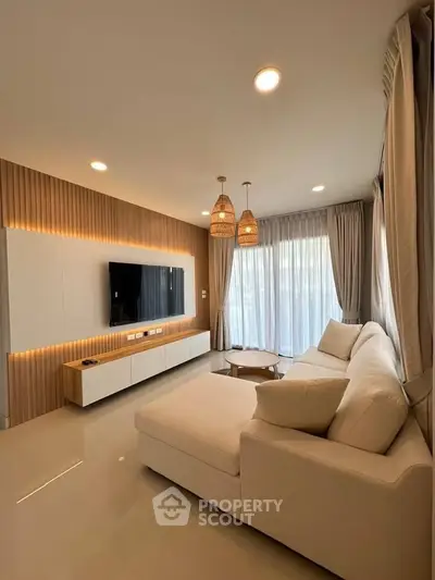 Modern living room with elegant decor and natural light