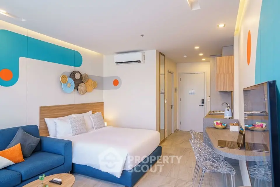 Modern studio apartment with stylish decor and open layout