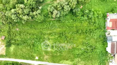 Aerial view of lush green land plot ideal for development or investment opportunities.