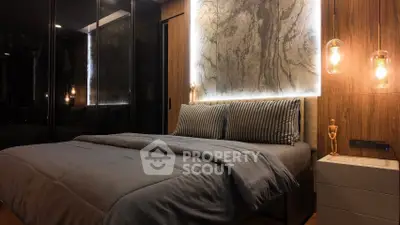 Luxurious bedroom with elegant lighting and modern decor