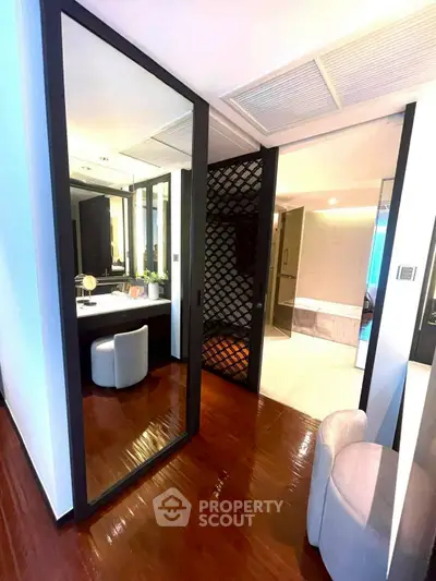 Luxurious modern bedroom with elegant decor and spacious layout
