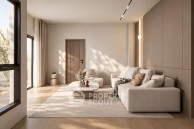 Modern living room with elegant decor and natural light