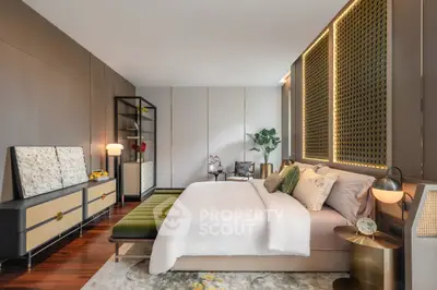Luxurious bedroom with elegant decor and modern furnishings