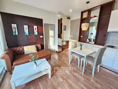 Stylish living room with elegant decor and modern furniture in a cozy apartment.