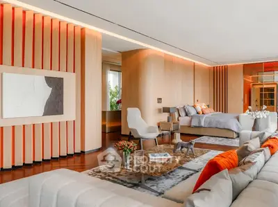 Luxurious modern living room with elegant decor and spacious layout, featuring a cozy seating area and stylish accents.