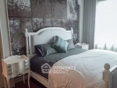 Elegant bedroom with vintage bed and stylish decor