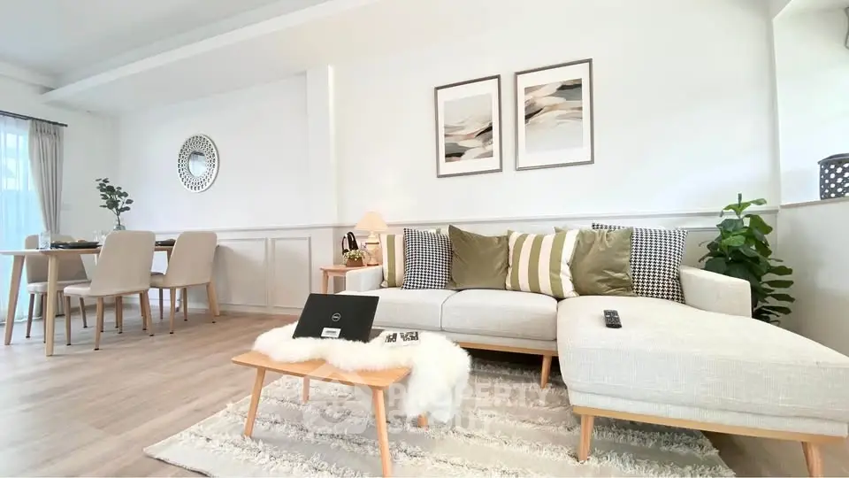Stylish modern living room with chic decor and cozy seating area