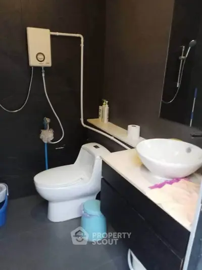 Modern bathroom with sleek fixtures and contemporary design