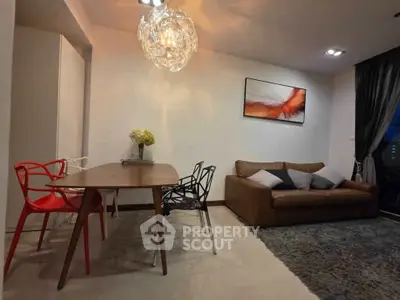 Modern living room with stylish furniture and contemporary lighting