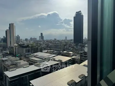 Stunning cityscape view from high-rise building with expansive skyline and modern architecture.