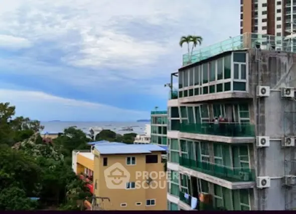 Stunning ocean view from a modern high-rise building balcony