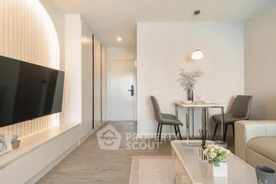 Modern living room with sleek furniture and stylish decor, perfect for contemporary urban living.