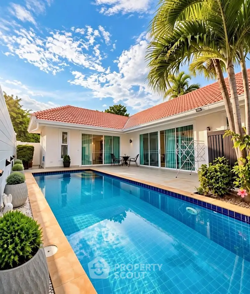 Stunning villa with private pool and lush garden, perfect for luxury living.