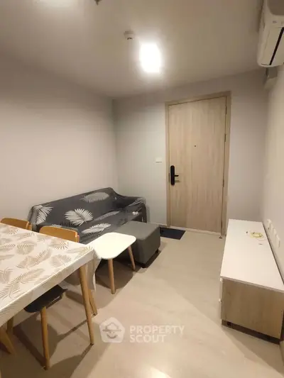 Cozy living room with modern furniture and neutral decor