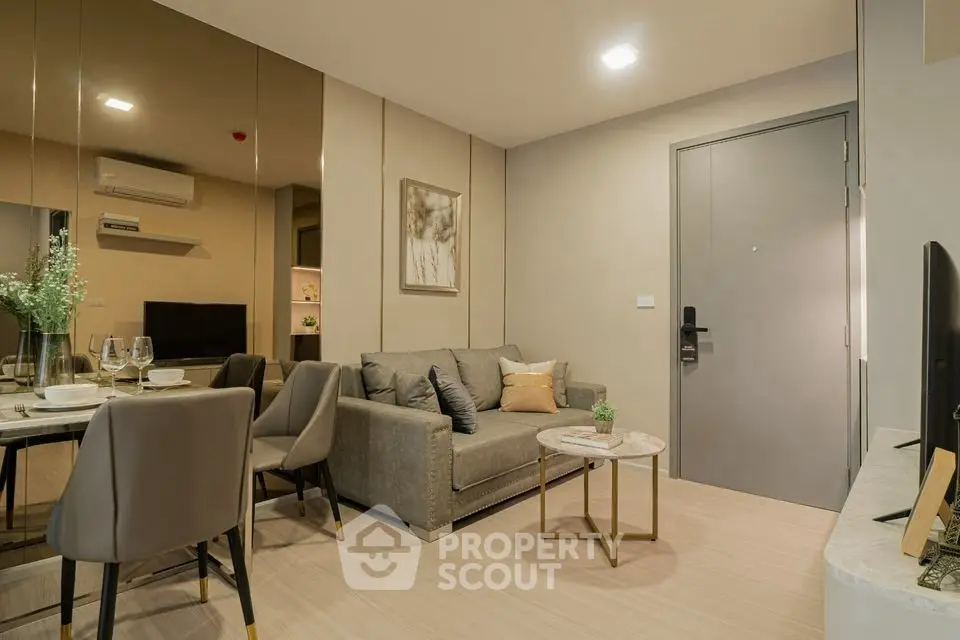 Modern living room with stylish furniture and elegant decor