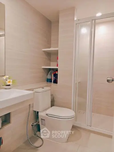 Modern bathroom with sleek shower and minimalist design