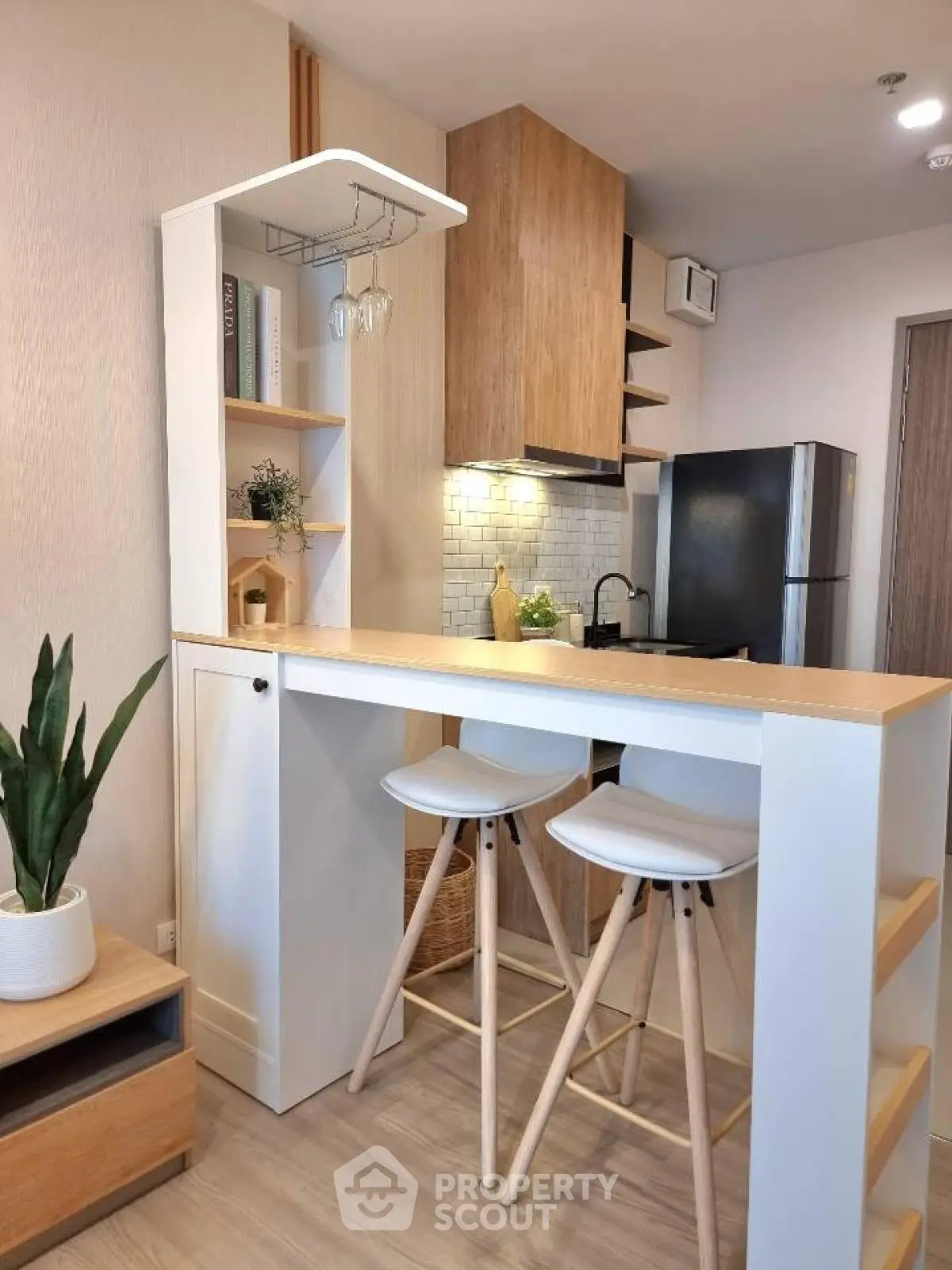 Modern kitchen with stylish breakfast bar and sleek appliances