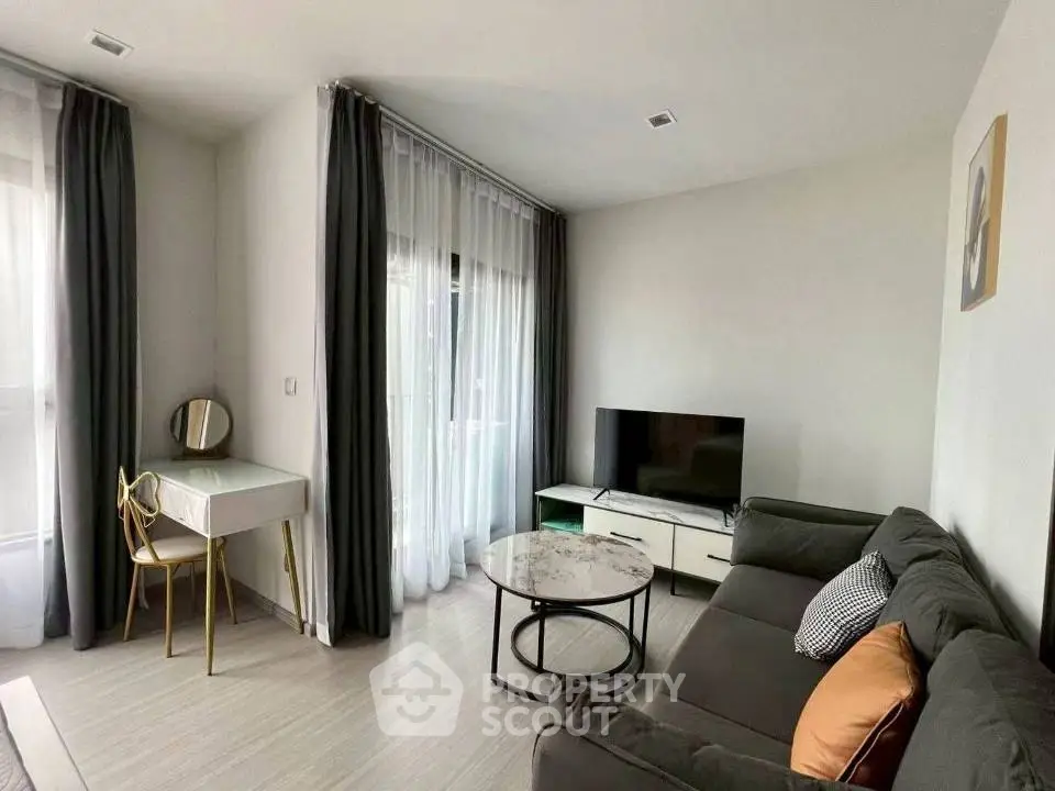 Modern living room with stylish decor and natural light