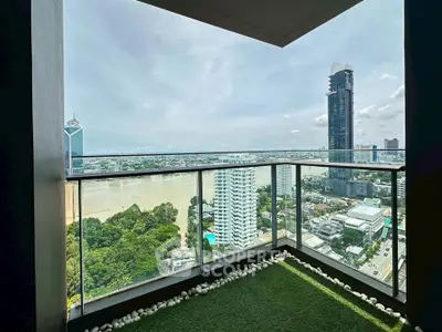 Stunning high-rise balcony with panoramic city and river views