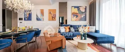 Luxurious living room with elegant decor and modern furniture